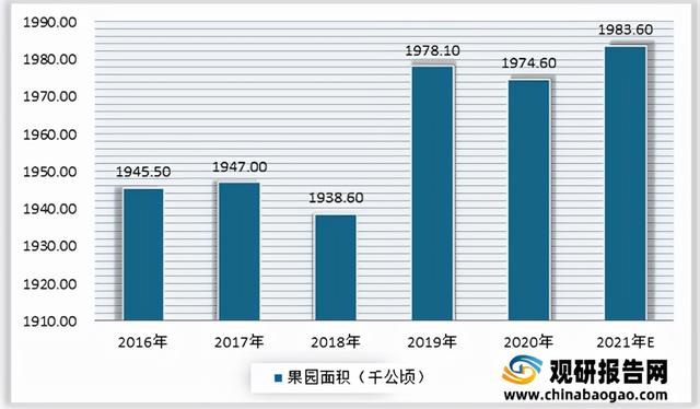 2021年我国水果种植行业果园面积、产量稳定增长